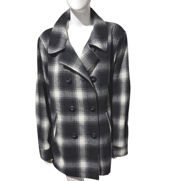 Old Navy Women's size XXL Plaid Double Breasted Casual Outerwear Wool Peacoat - Picture 1 of 14